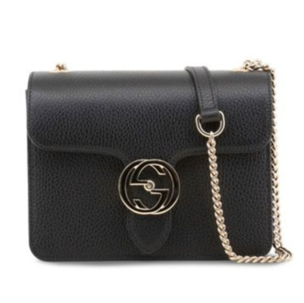 Gucci Black Dollar Calfskin leather  Interlocking GG Crossbody or shoulder bag